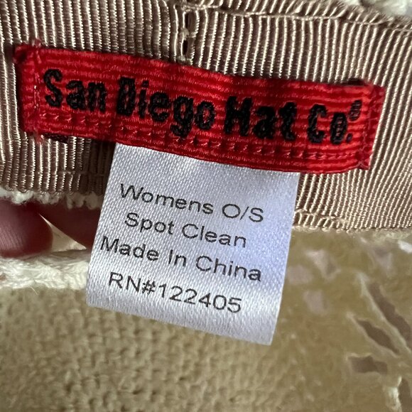 San Diego Hat Company cream white open crochet bucket hat